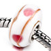 Pugster Milky White With Pink Dots And Brown Stripes Murano Glass offers